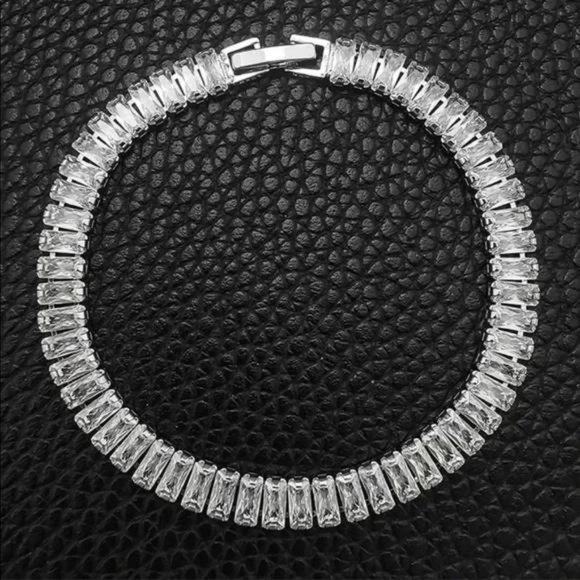 Jewelry - 7” NEW 925 STERLING SILVER PRINCESS CUT DIAMOND BRACELET